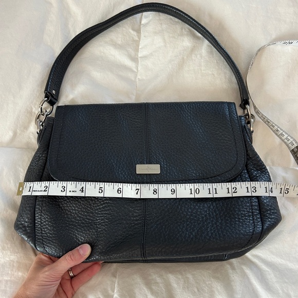 COLE HAAN Black Pebbled Leather‎ Saddle Flap Top Shoulder Bag - Picture 3 of 6